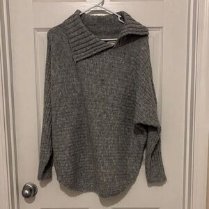 Max Studio Ribbed Gray Cowl Neck Sweater